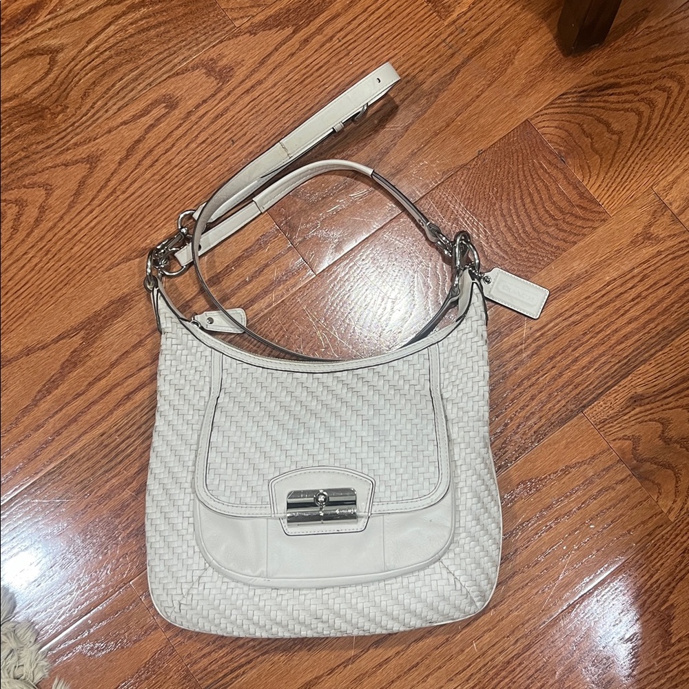 COACH Kristen woven white leather bag Woven EUC